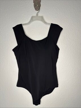 Lands' End Black Wide-Strap Swimsuit 14W